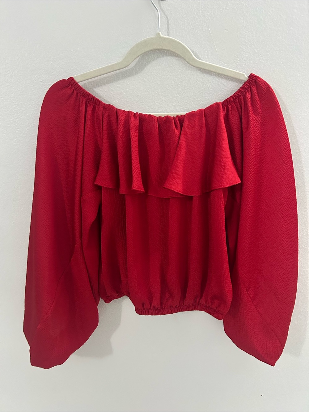 Tyche Red Off-Shoulder Ruffle Top - Picture 4 of 4